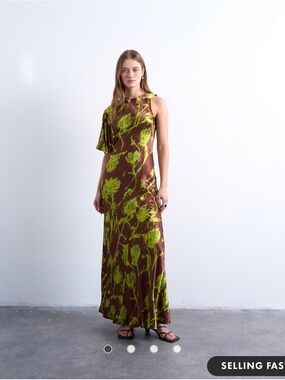 ASOS TOPSHOP asymmetric sleeve floral maxi dress